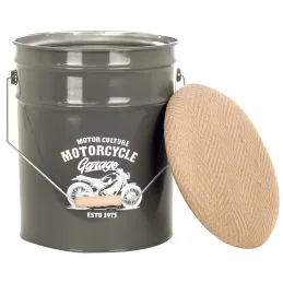Pouf coffre de rangement en métal Motorcycle