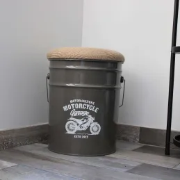 Pouf coffre de rangement en métal Motorcycle