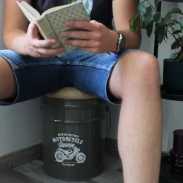 Pouf coffre de rangement en métal Motorcycle