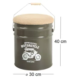 Pouf coffre de rangement en métal Motorcycle