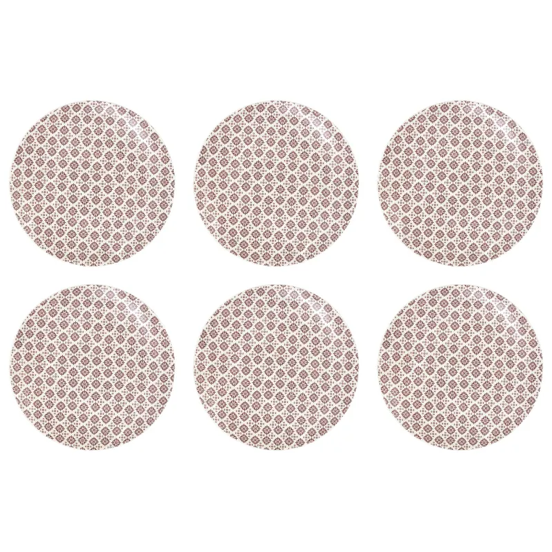 Assiette en porcelaine imprimée Cottage 25 cm (Lot de 6)
