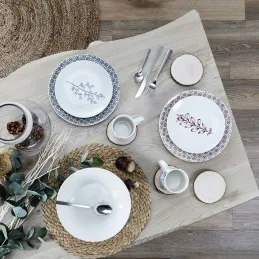 Assiette en porcelaine imprimée Cottage 25 cm (Lot de 6)