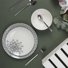 Assiette en porcelaine imprimée Cottage 25 cm (Lot de 6)