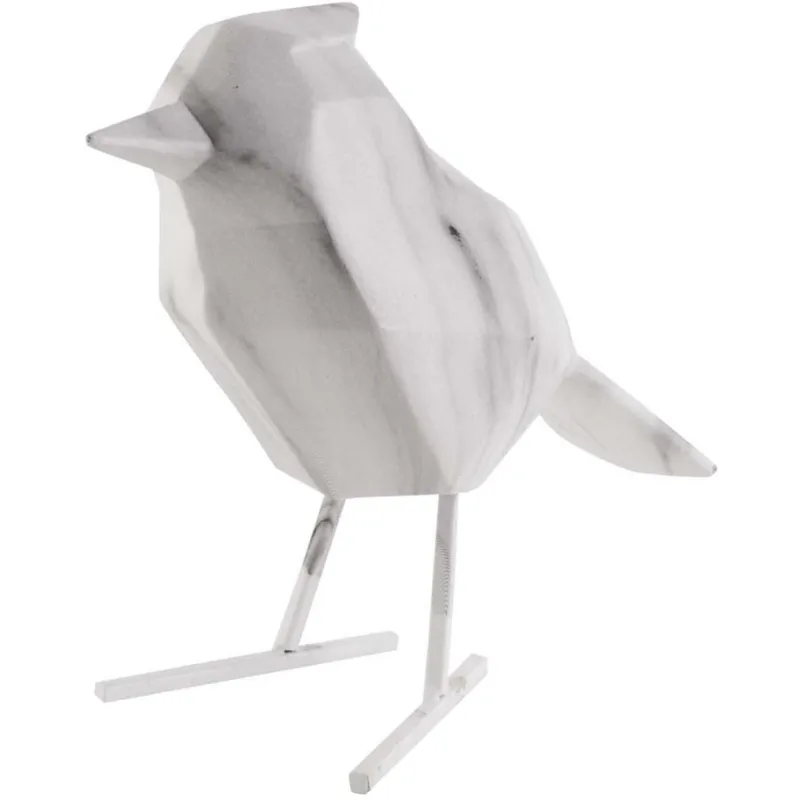 Oiseau en résine blanc effet marbre Origami