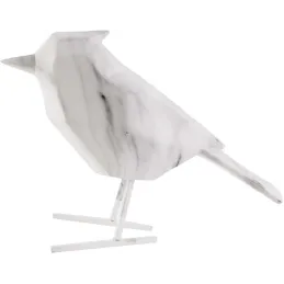 Oiseau en résine blanc effet marbre Origami
