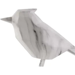 Oiseau en résine blanc effet marbre Origami