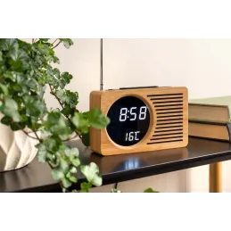 Radio réveil en bambou Retro