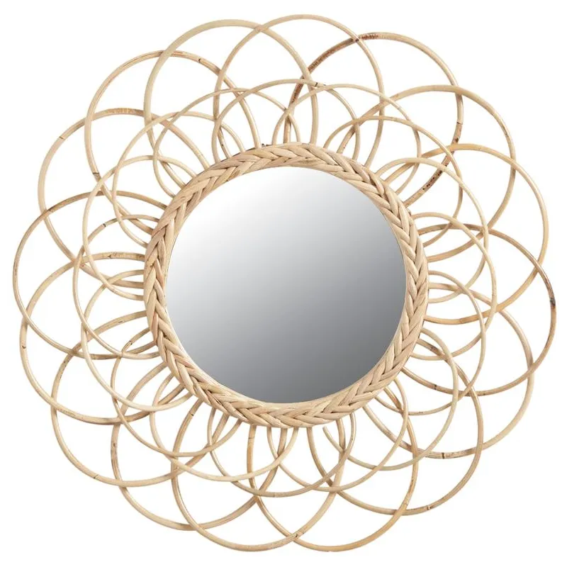Miroir en rotin Fleur 54 cm