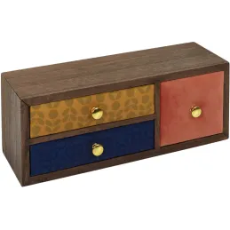 Petit rangement 3 tiroirs en velours coloré