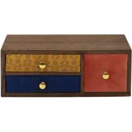 Petit rangement 3 tiroirs en velours coloré