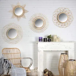 Miroir en rotin Fleur 54 cm