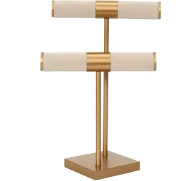 Porte bijoux double pieds dorés