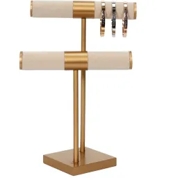 Porte bijoux double pieds dorés
