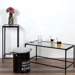 Table basse plateau en verre texturé Rosa