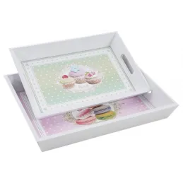 Plateaux en bois Gâteaux (Lot de 2)