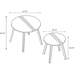 Tables gigognes bicolores Relief (Lot de 2)