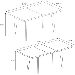 Table extensible plateau en bois 6 à 8 personnes Forest