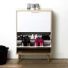 Meuble à chaussures 2 portes blanc et bois