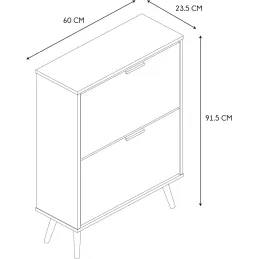 Meuble à chaussures 2 portes blanc et bois