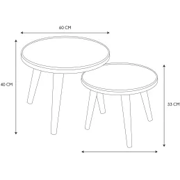 Tables gigognes en pin Felix (Lot de 2)