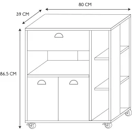 Meuble desserte de cuisine en bois Chef