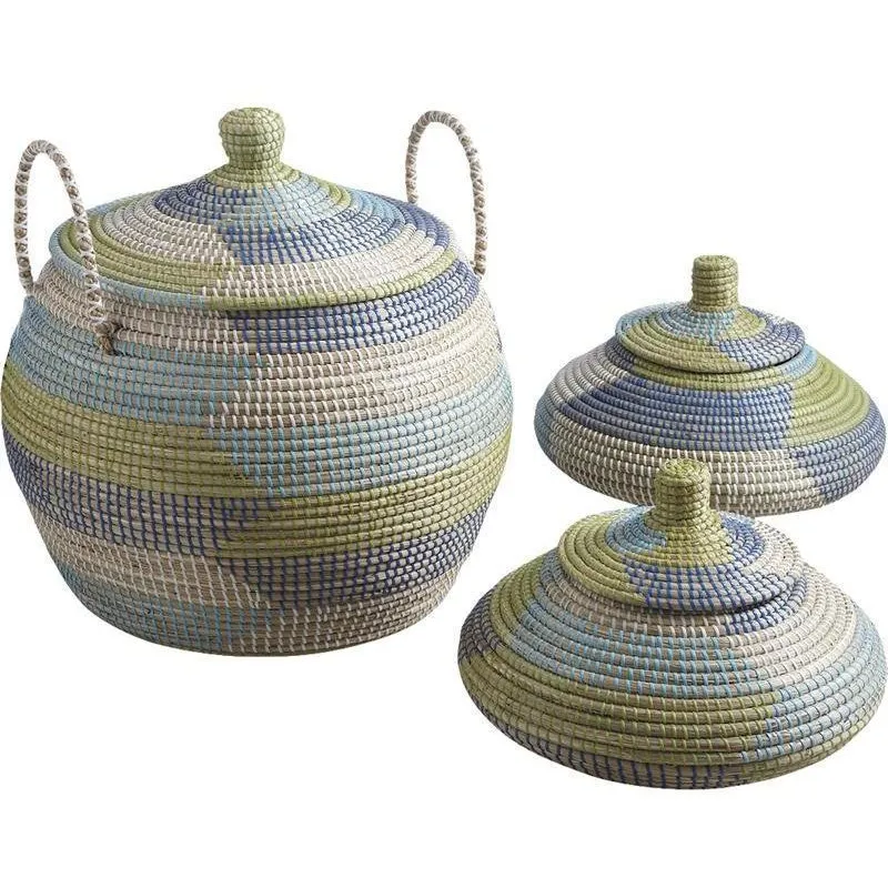 Panier rond jonc de mer (Lot de 3)