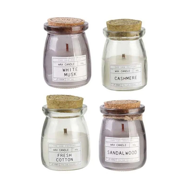 Bougies parfumées couvercle en liège 8.5 cm (Lot de 4)