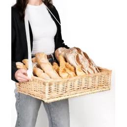 Manne en osier naturel avec passe-main