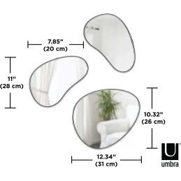 Set de 3 miroirs finition métallique Hubba