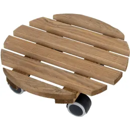 Support à roulettes en bois pour plantes d'intérieur
