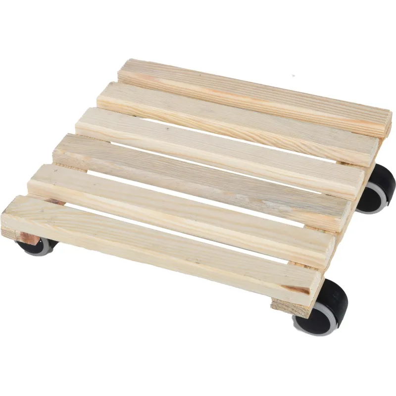 Support à roulettes en bois pour plantes d'intérieur