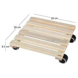 Support à roulettes en bois pour plantes d'intérieur