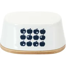 Beurrier en porcelaine plateau en bambou Rétro