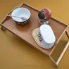 Beurrier en porcelaine plateau en bambou Rétro