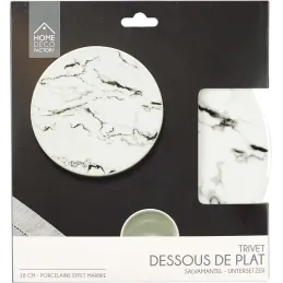 Dessous de plat en porcelaine effet marbre 18 cm