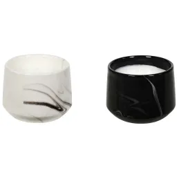 Bougie parfumée pot en dolomite effet marbre (Lot de 2)