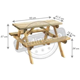 Table pique-nique bois pour enfant Wapiti