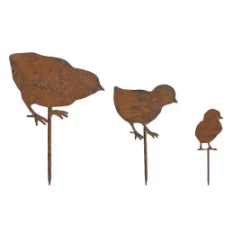 Set 3 piques pour jardinière famille oiseaux