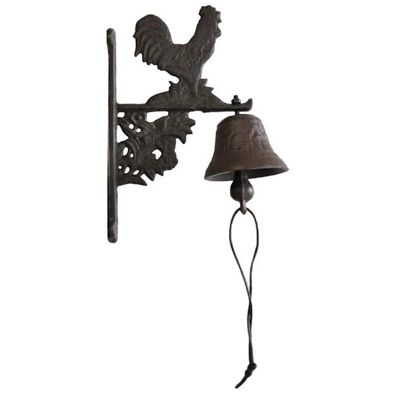 Cloche murale en fonte coq