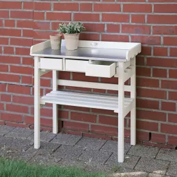 Table de jardinage en pin et zinc