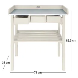 Table de jardinage en pin et zinc