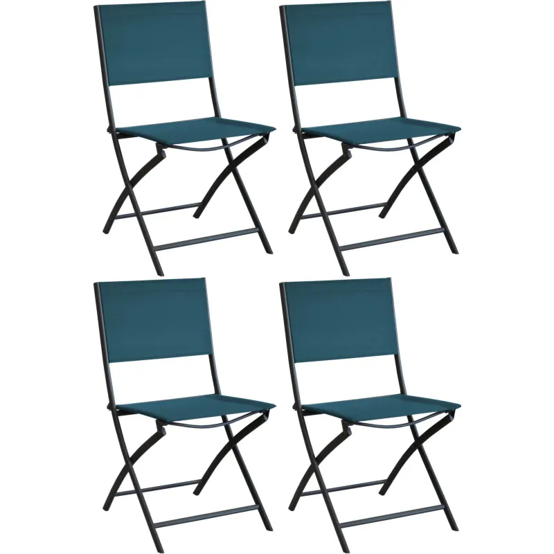 Chaise pliante en acier et toile Dream (Lot de 4)