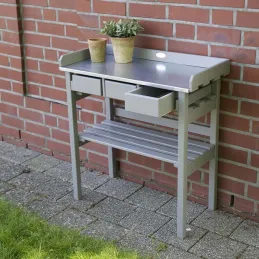 Table de jardinage en pin et zinc