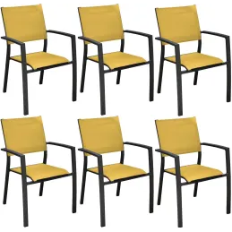 Fauteuils de jardin aluminium et toile Games (Lot de 6)