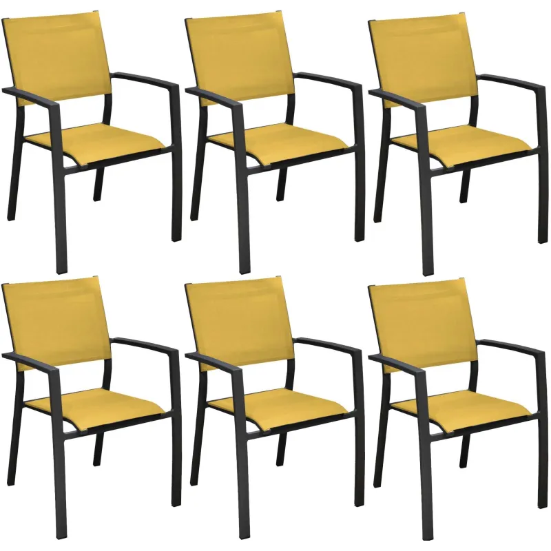Fauteuils de jardin aluminium et toile Games (Lot de 6)