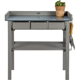 Table de jardinage en pin et zinc