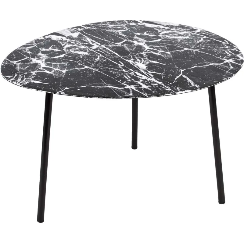 Table basse en métal imitation marbre Ovoid 58 x 51 cm
