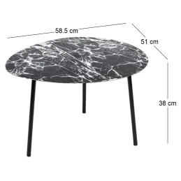 Table basse en métal imitation marbre Ovoid 58 x 51 cm
