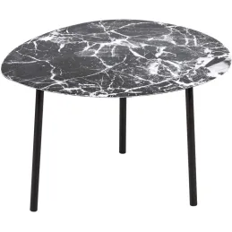 Table basse en métal imitation marbre Ovoid 67 x 60 cm