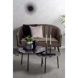Table basse en métal imitation marbre Ovoid 67 x 60 cm